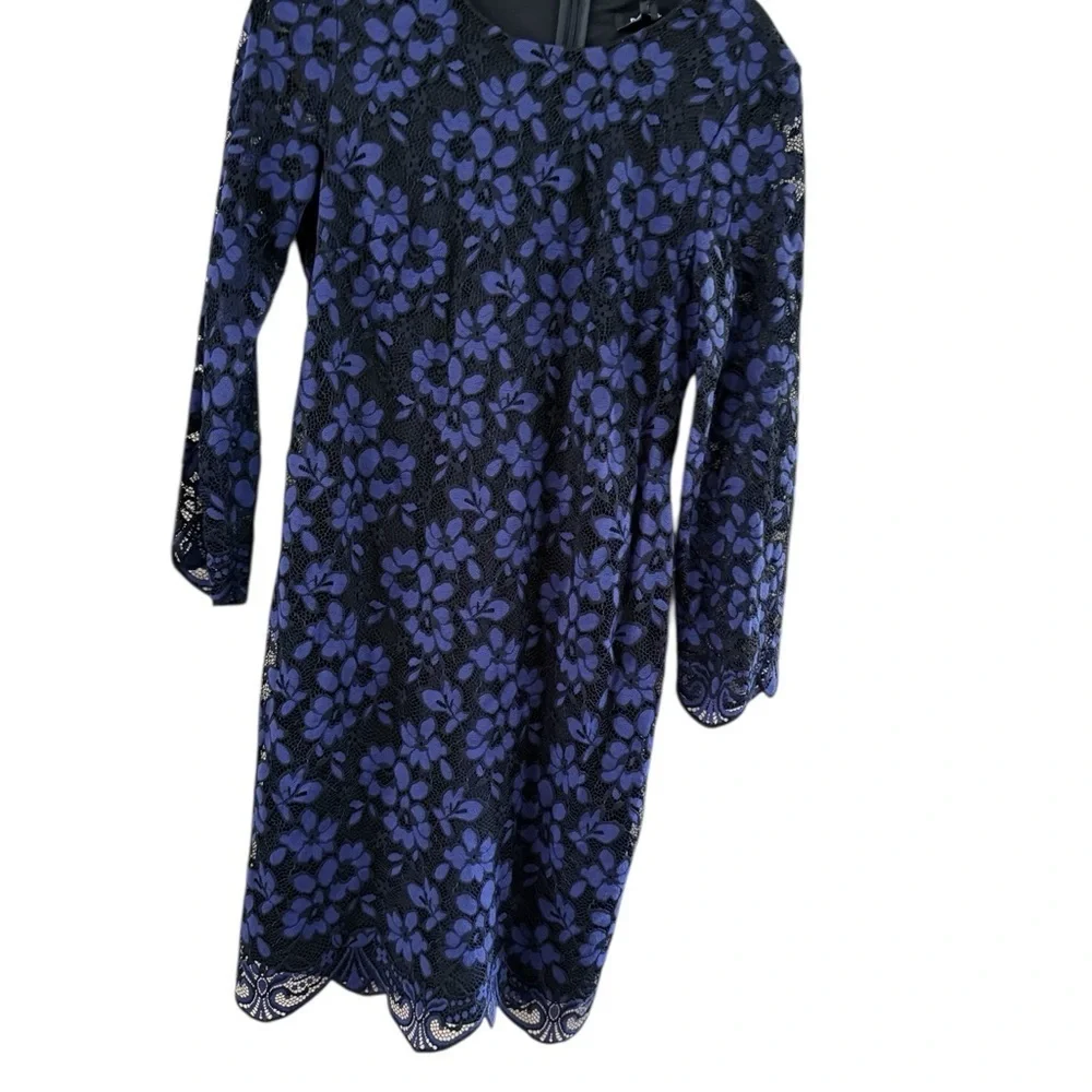 DKNY Blue Long Sleeve Sheath Dress